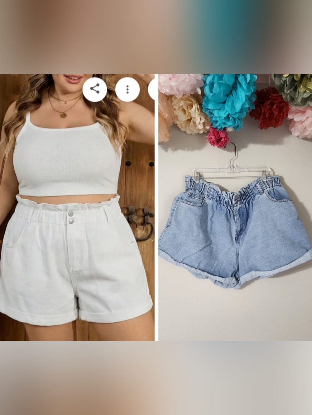 SHEIN Paperbag Denim Shorts